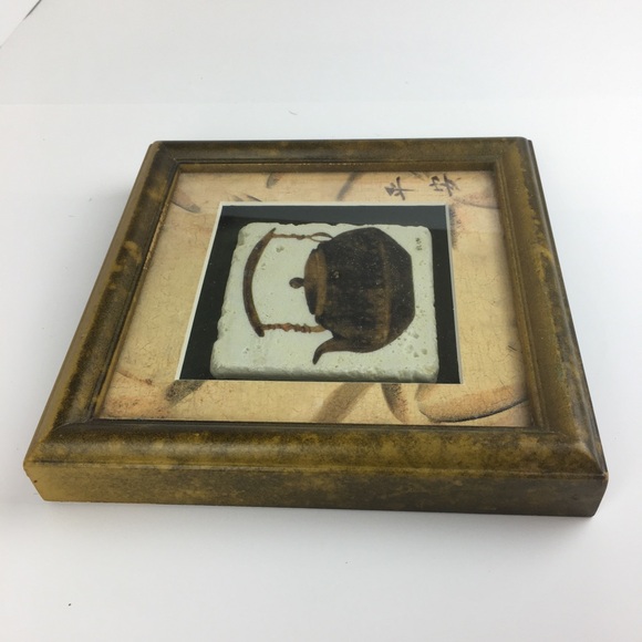 Vintage Cheri Blum Asian Teapot Picture Tile Mixed Media Original Art Signed - Picture 7 of 12